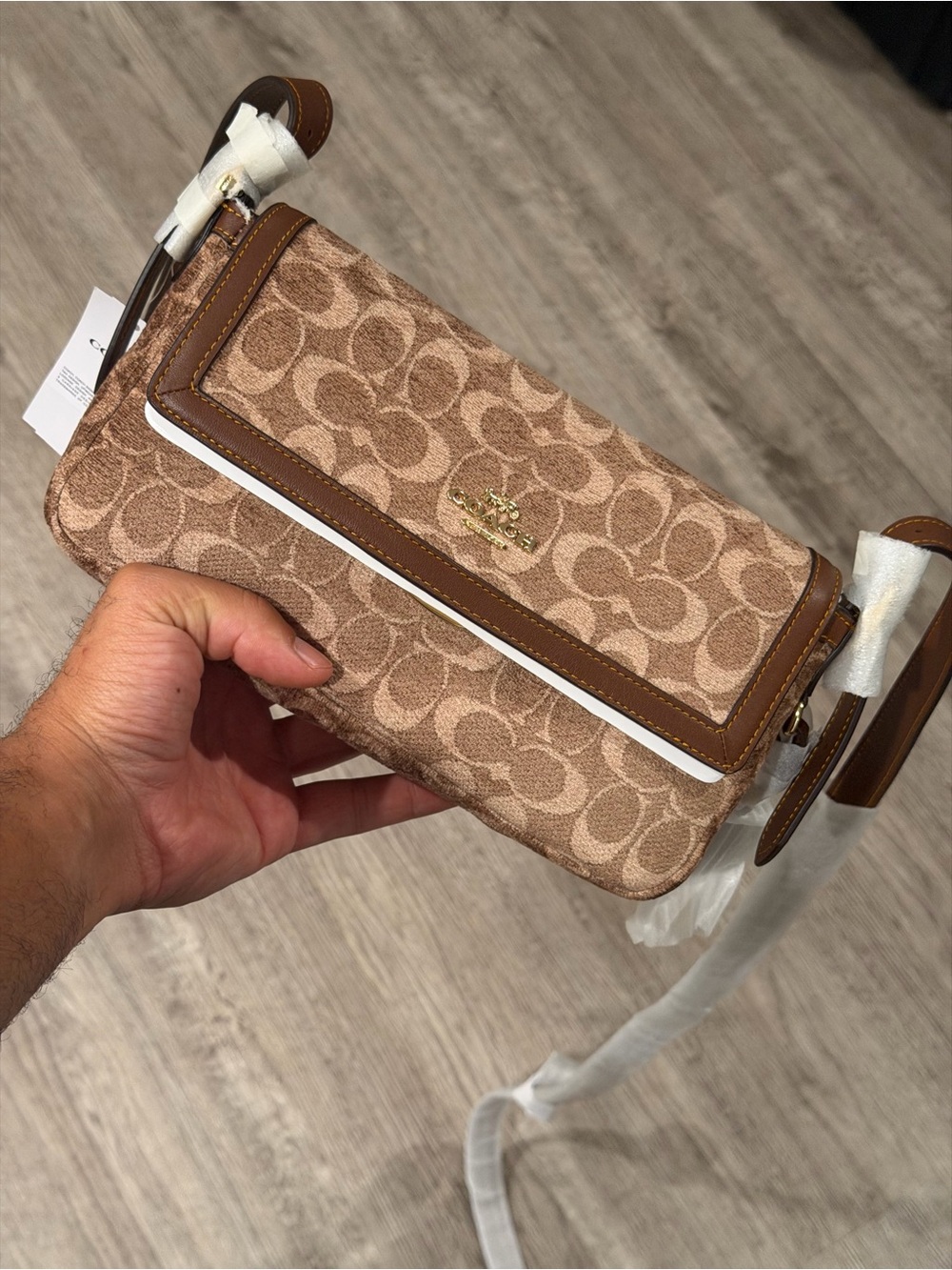 NWT Coach Etta CCV65 Signature Chenille Khaki Vintage Brown Bag